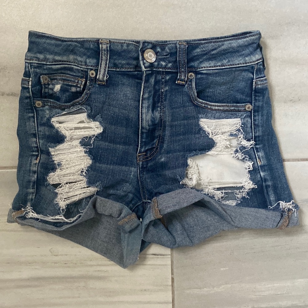 Good condition American Eagle Outfitters distressed high waisted shorts.